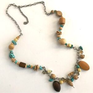 Bohemian Wooden and Turquoise Necklace